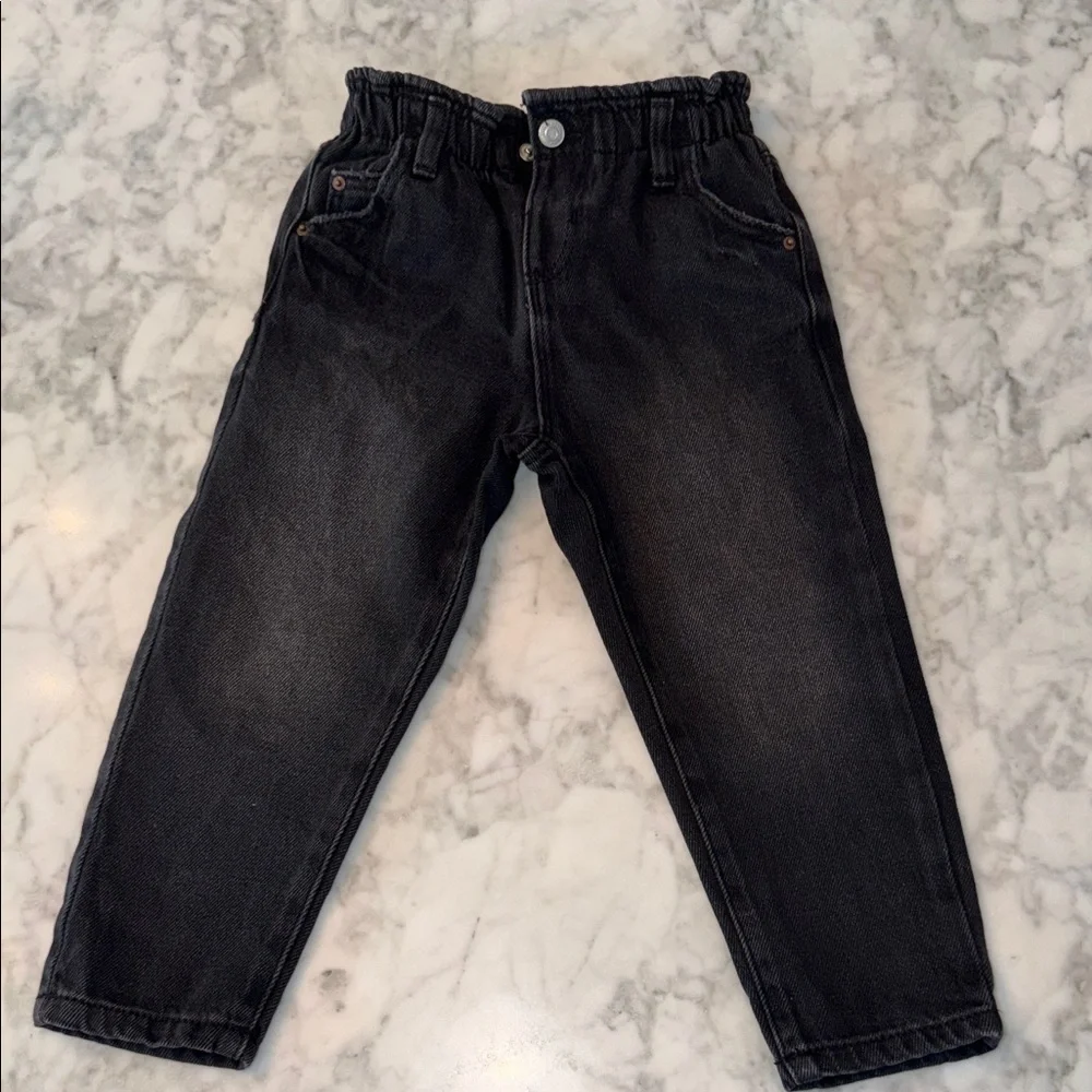 Zara Charcoal Denim Pants with Heart Pockets 3Y